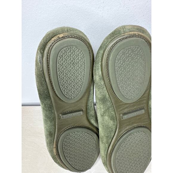 TORY BURCH Minnie Travel Suede Ballet Flats In Green Womens Size 8.5 - Picture 7 of 9